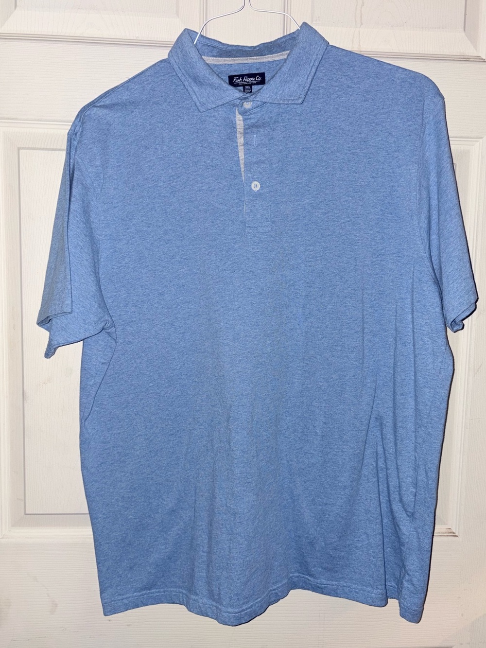 Faherty Heathered Sky Blue Short-Sleeve Polo